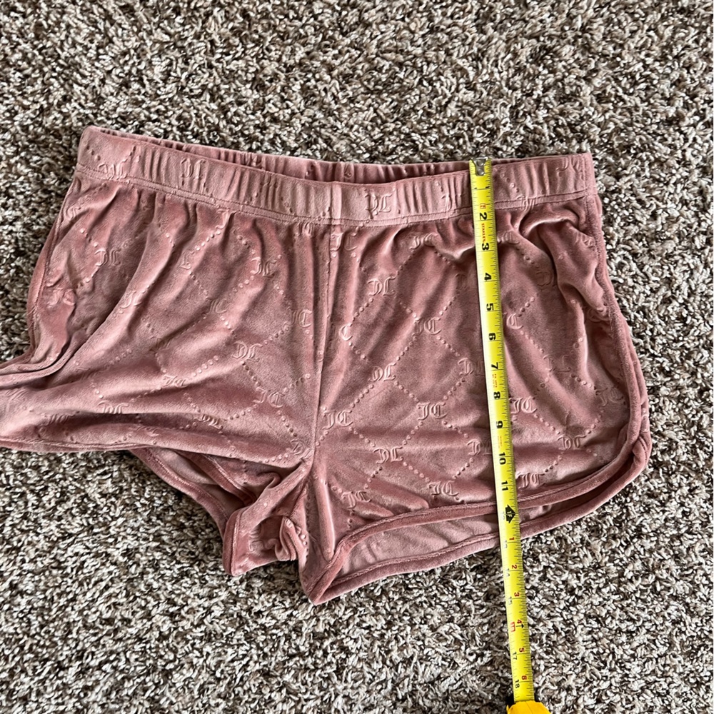 Juicy Couture Velour Sleep Shorts Pink Monogram Embossed XL Lounge Pajamas - Picture 3 of 6